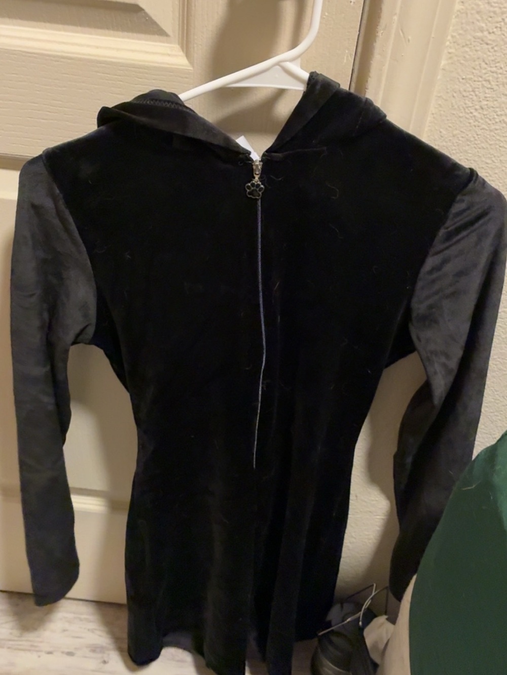 Women’s Black Hooded Velour Cat suit
